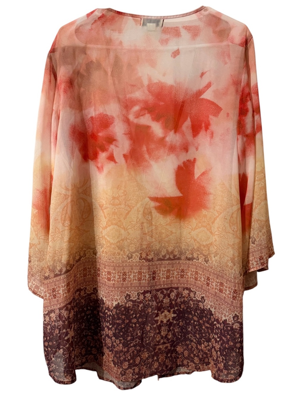 NWT One World boho sheer kimono women’s medium coverup layer flowy drapey artsy - Picture 2 of 10